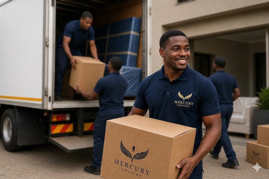 Mercury Services team carefully loading a removal truck